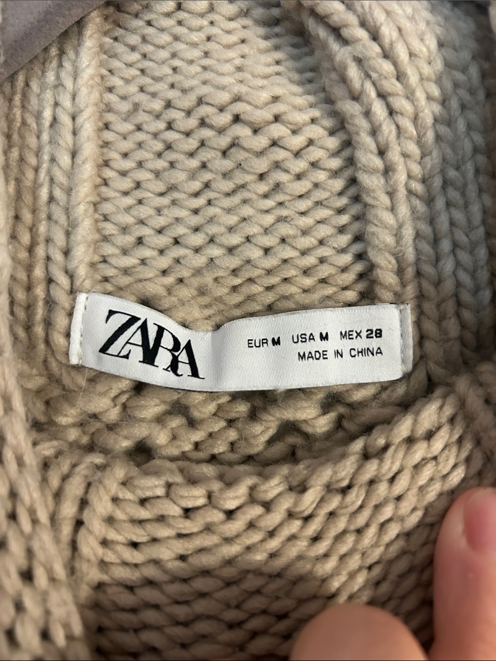 Zara Size Medium Taupe Cable Knit Turtleneck Sweater - Picture 2 of 8